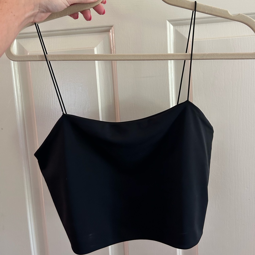 Black Fitted Crop Camisole Top